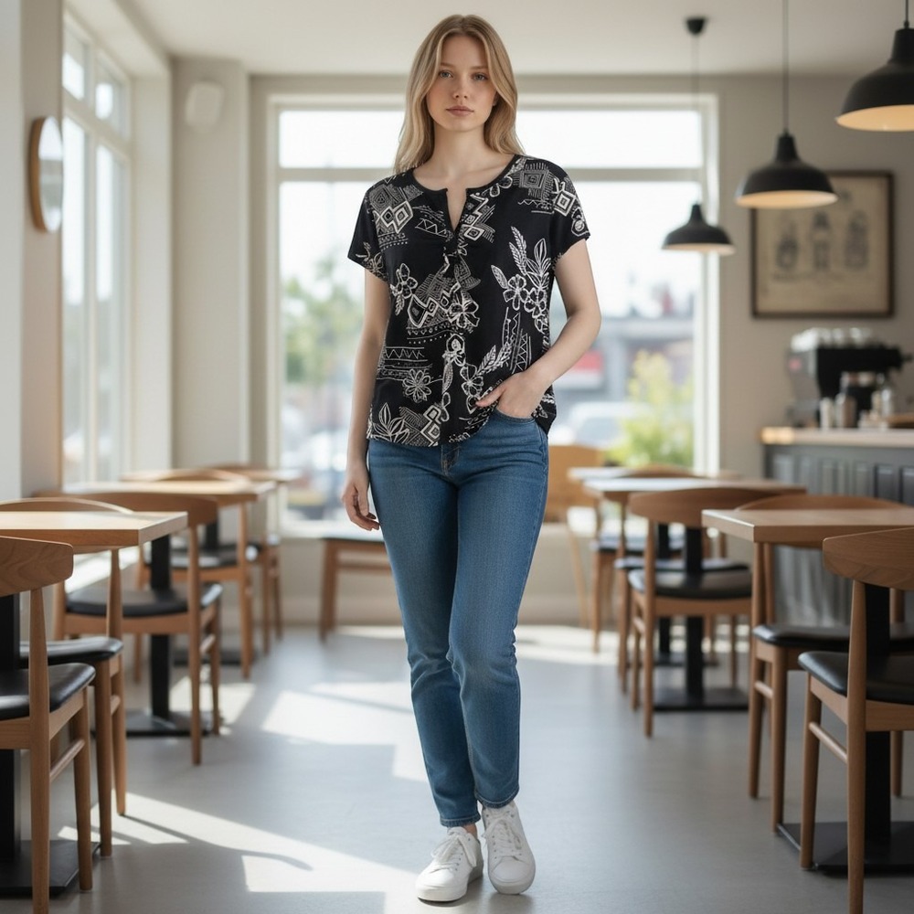 Dana Taylor floral blouse, black and white stylish!!